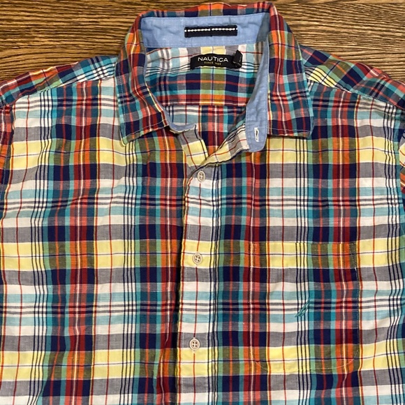 Nautica Linen-Blend Multicolor Casual Shirt - Picture 3 of 9